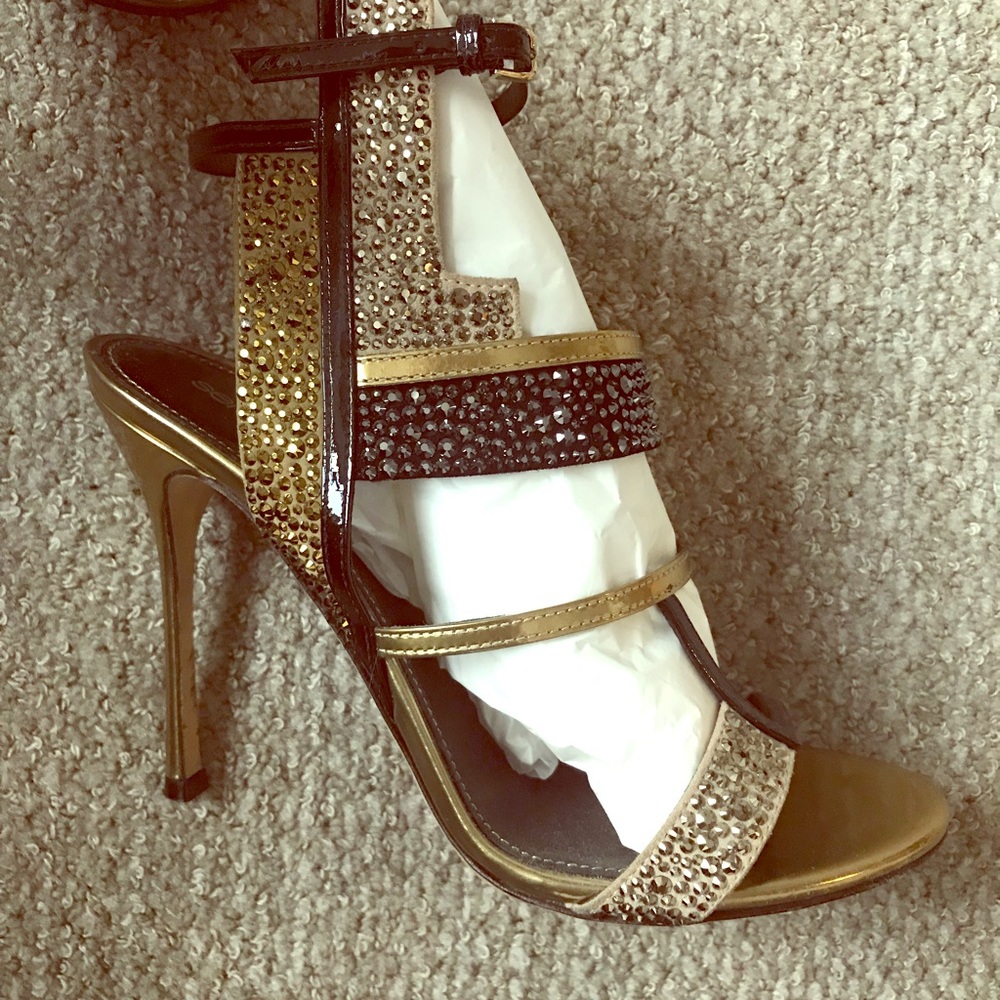 Sergio Rossi Crystal metallic heels